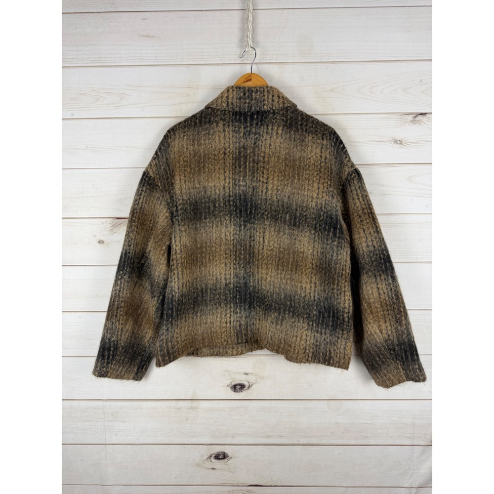 Madewell Jacket Womens XL Alpaca Wool Blend Plaid Shacket Fuzzy Button Front - Picture 2 of 7